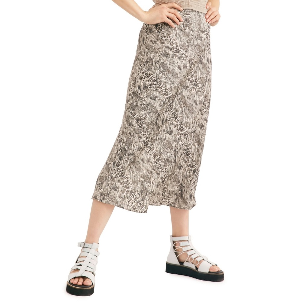 Free People Leopard Print Midi Skirt